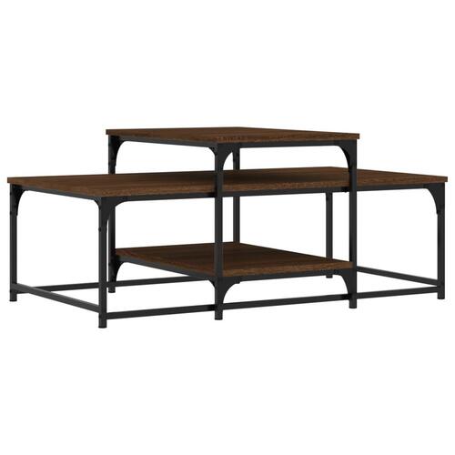 Sofabord 102x60x45 cm konstrueret træ brun egetræsfarve