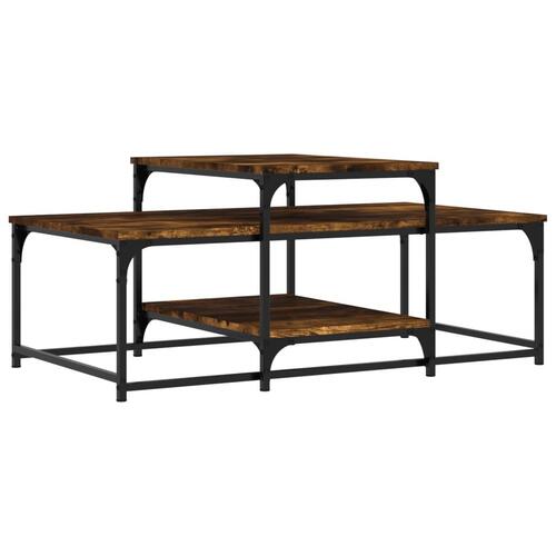 Sofabord 102x60x45 cm konstrueret træ røget egetræsfarve