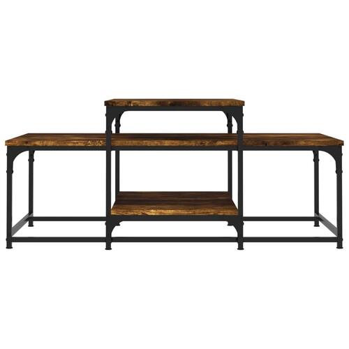 Sofabord 102x60x45 cm konstrueret træ røget egetræsfarve