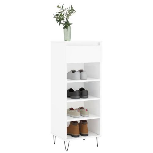 Skoreol 40x36x105 cm konstrueret træ hvid højglans