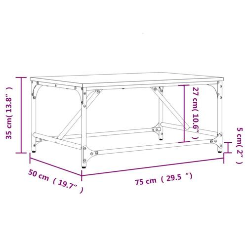 Sofabord 75x50x35 cm konstrueret træ røget egetræsfarve