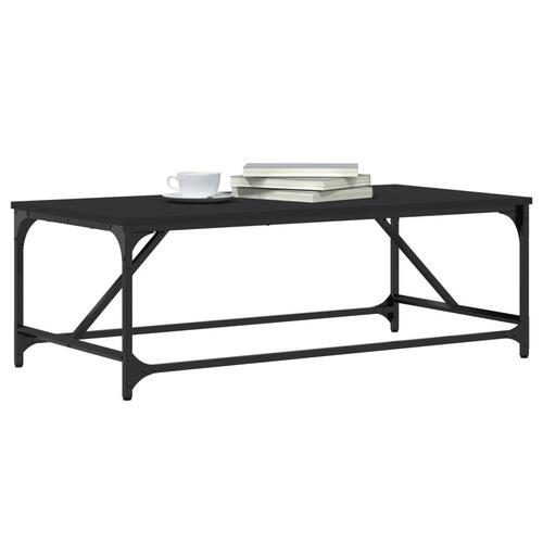 Sofabord 100x50x35 cm massivt konstrueret træ sort