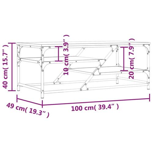 Sofabord 100x49x40 cm konstrueret træ sort