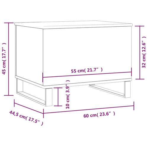Sofabord 60x44,5x45 cm konstrueret træ Grå sonoma-eg