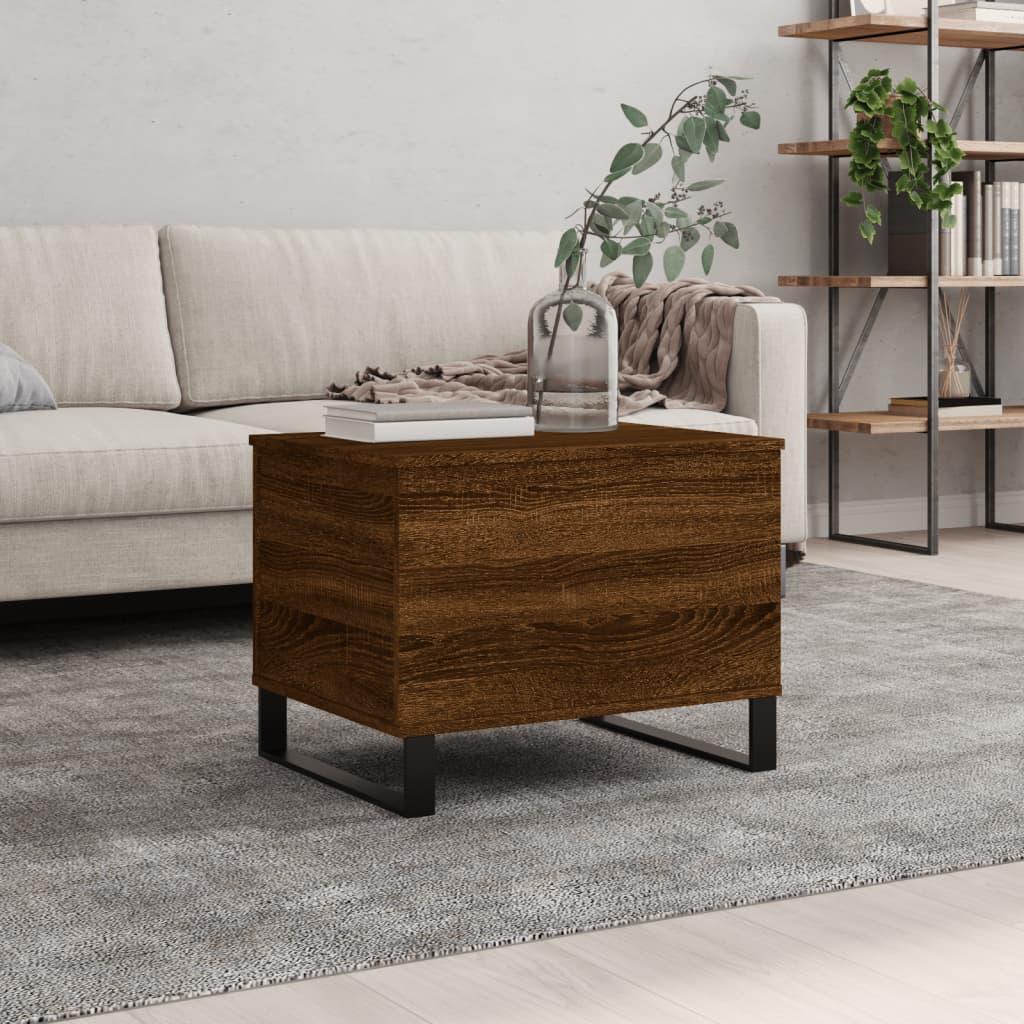 Sofabord 60x44,5x45 cm konstrueret træ brun egetræsfarve