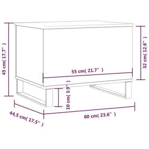 Sofabord 60x44,5x45 cm konstrueret træ brun egetræsfarve