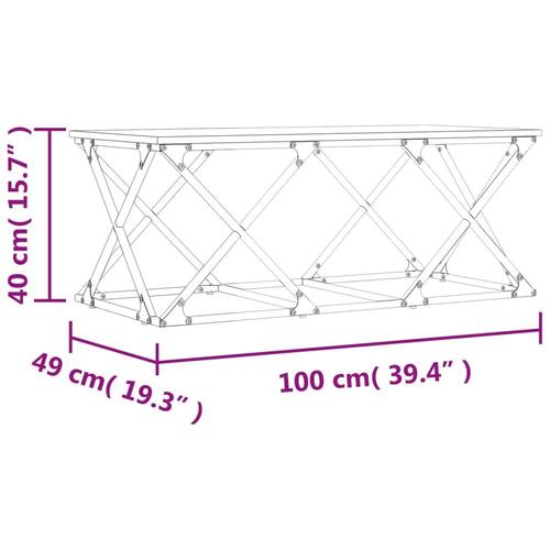 Sofabord 100x49x40 cm konstrueret træ brun egetræsfarve