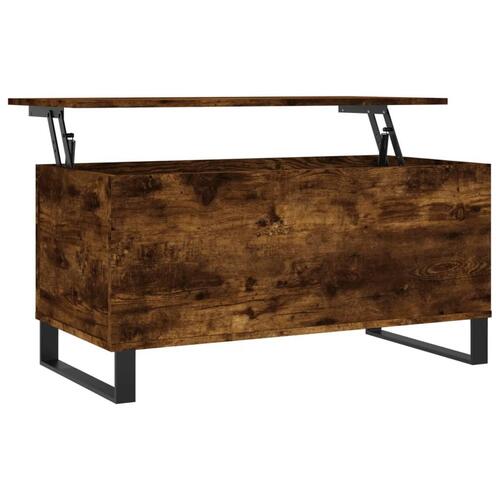 Sofabord 90x44,5x45 cm konstrueret træ røget egetræsfarve