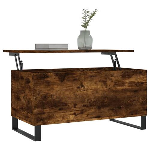 Sofabord 90x44,5x45 cm konstrueret træ røget egetræsfarve