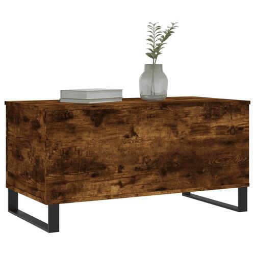 Sofabord 90x44,5x45 cm konstrueret træ røget egetræsfarve