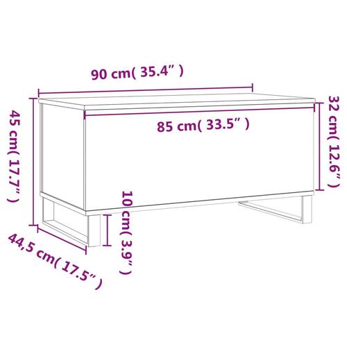 Sofabord 90x44,5x45 cm konstrueret træ røget egetræsfarve