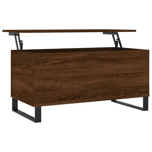 Sofabord 90x44,5x45 cm konstrueret træ brun egetræsfarve