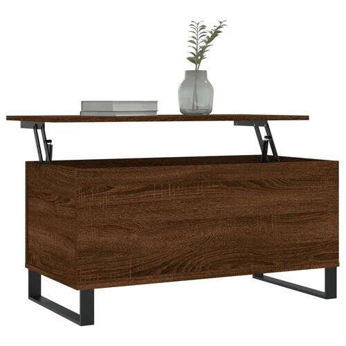 Sofabord 90x44,5x45 cm konstrueret træ brun egetræsfarve