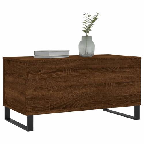 Sofabord 90x44,5x45 cm konstrueret træ brun egetræsfarve