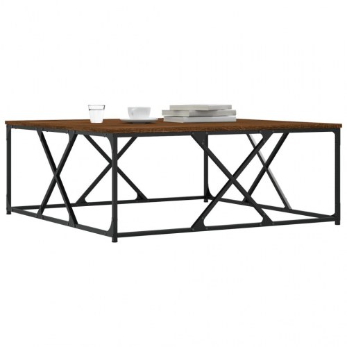 Sofabord 100x100x40 cm konstrueret træ brun egetræsfarve