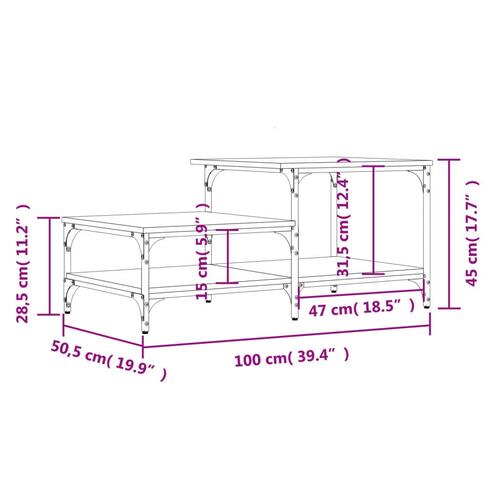 Sofabord 100x50,5x45 cm konstrueret træ sort