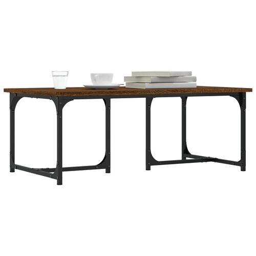 Sofabord 90x50x35 cm konstrueret træ brun egetræsfarve