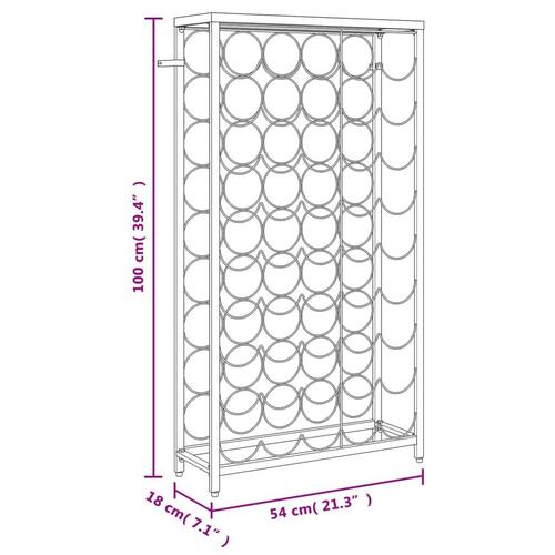 Vinreol til 45 flasker 54x18x100 cm smedejern sort