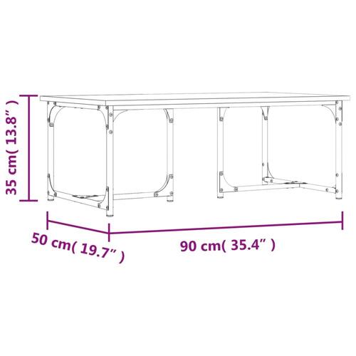 Sofabord 90x50x35 cm konstrueret træ grå sonoma-eg