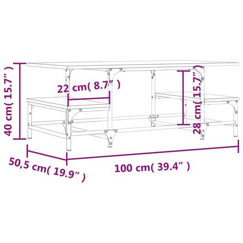 Sofabord 100x50,5x40 cm konstrueret træ røget egetræsfarve