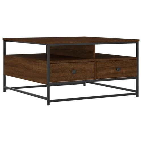 Sofabord 80x80x45 cm konstrueret træ brun egetræsfarve