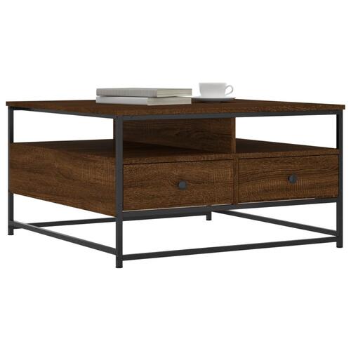 Sofabord 80x80x45 cm konstrueret træ brun egetræsfarve