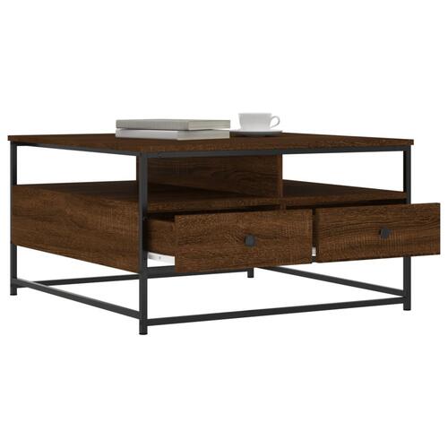 Sofabord 80x80x45 cm konstrueret træ brun egetræsfarve