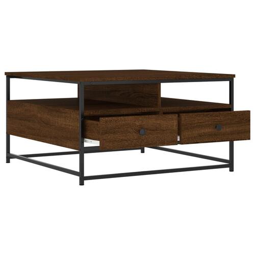 Sofabord 80x80x45 cm konstrueret træ brun egetræsfarve