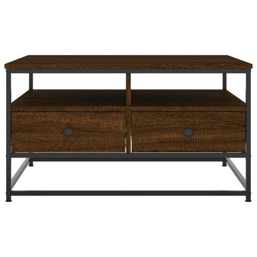 Sofabord 80x80x45 cm konstrueret træ brun egetræsfarve