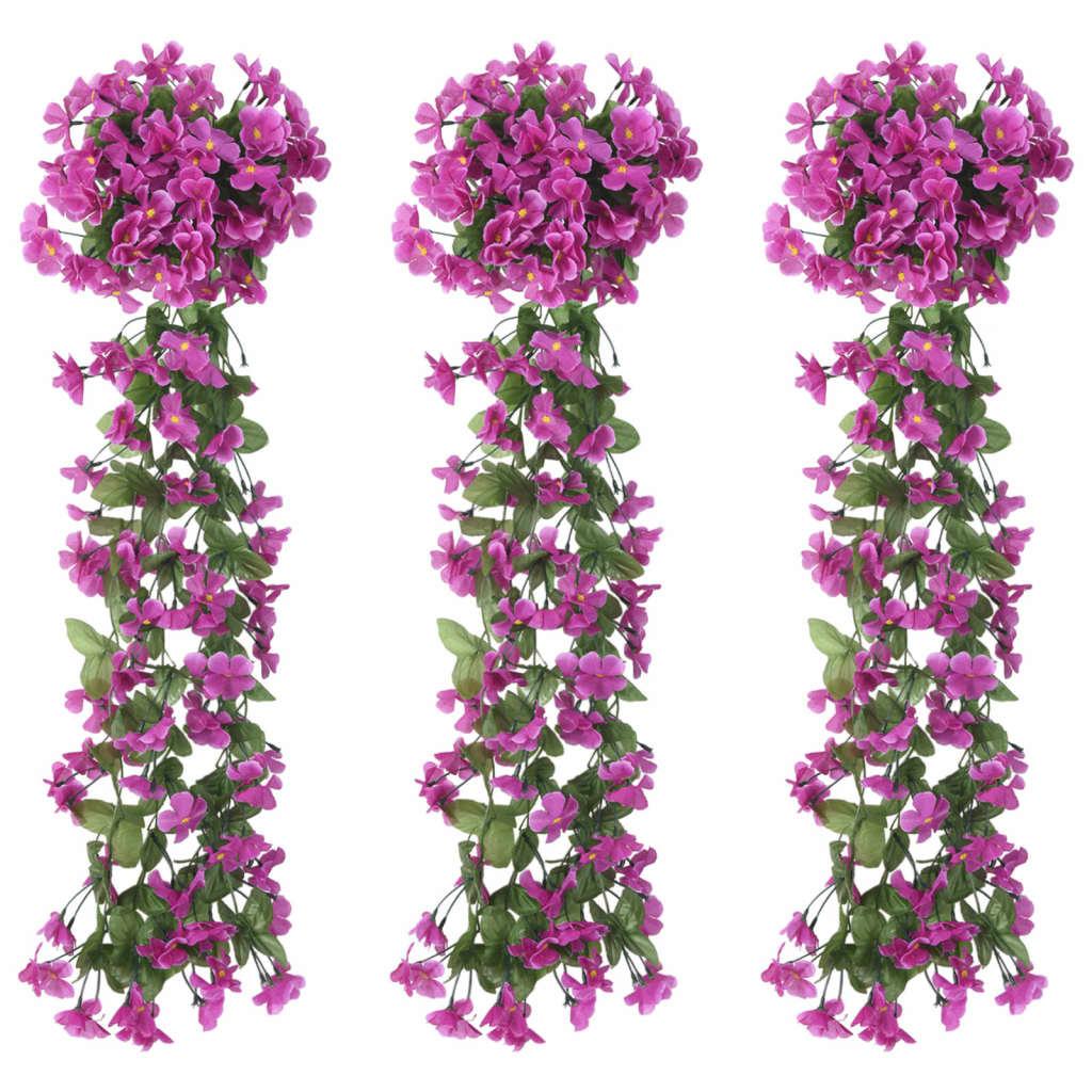 Blomsterguirlander til jul 3 stk. 85 cm lyslilla