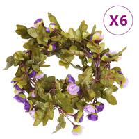 Blomsterguirlander til jul 6 stk. 215 cm lyslilla