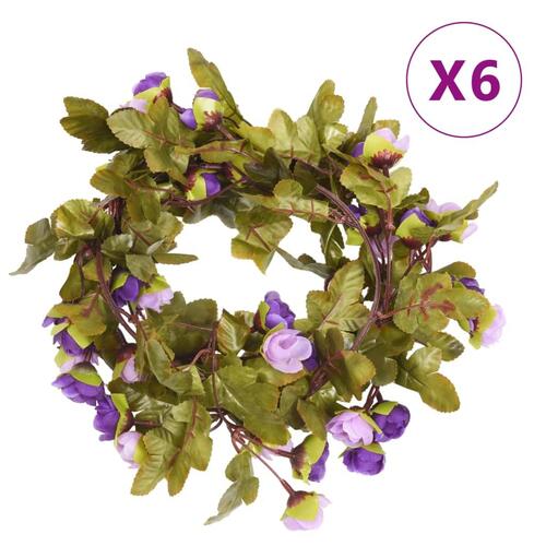 Blomsterguirlander til jul 6 stk. 215 cm lyslilla