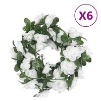 Blomsterguirlander til jul 6 stk. 240 cm hvid
