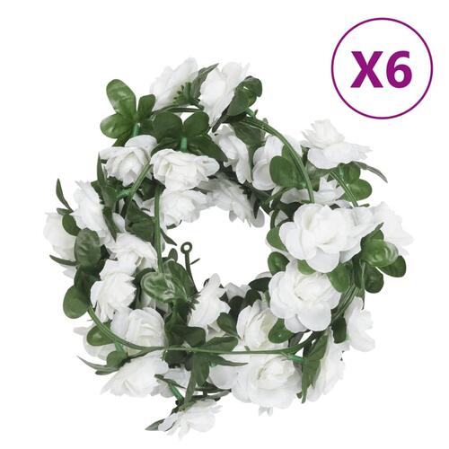Blomsterguirlander til jul 6 stk. 240 cm hvid