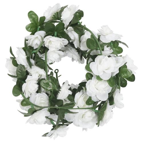 Blomsterguirlander til jul 6 stk. 240 cm hvid