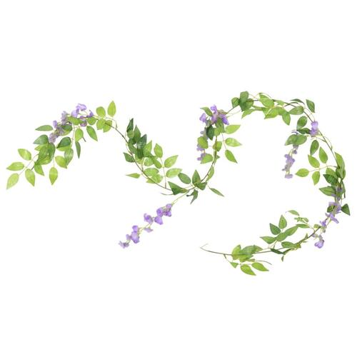 Blomsterguirlander til jul 6 stk. 200 cm lilla