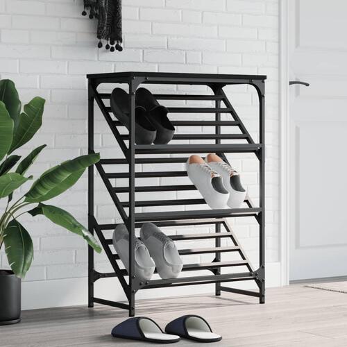 Skostativ 60x30x85 cm konstrueret træ sort