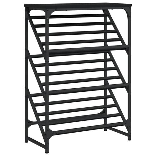 Skostativ 60x30x85 cm konstrueret træ sort