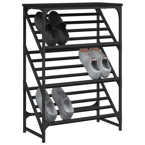 Skostativ 60x30x85 cm konstrueret træ sort