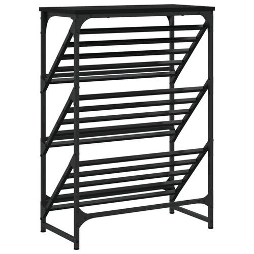 Skostativ 60x30x85 cm konstrueret træ sort