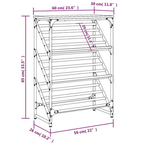 Skostativ 60x30x85 cm konstrueret træ sort