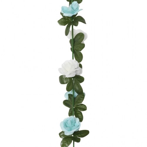 Blomsterguirlander til jul 6 stk. 240 cm blå og hvid