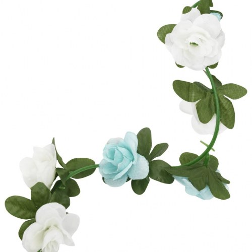 Blomsterguirlander til jul 6 stk. 240 cm blå og hvid