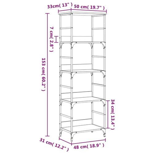 Bogreol 50x33x153 cm konstrueret træ sort