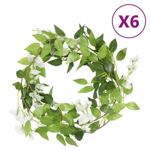Blomsterguirlander til jul 6 stk. 200 cm hvid