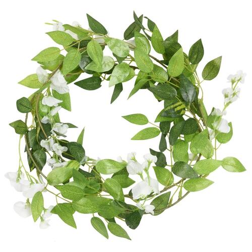 Blomsterguirlander til jul 6 stk. 200 cm hvid