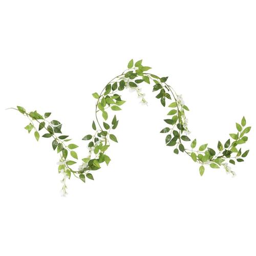 Blomsterguirlander til jul 6 stk. 200 cm hvid
