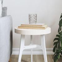 Bordplade Ø30x3 cm rund massivt fyrretræ hvid