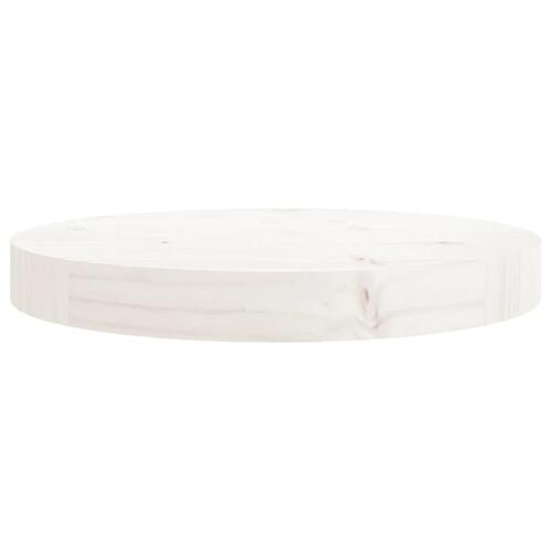 Bordplade Ø30x3 cm rund massivt fyrretræ hvid