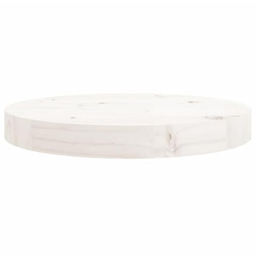 Bordplade Ø30x3 cm rund massivt fyrretræ hvid